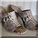 H09. Steve Madden snakeskin print slip-on open toe heels. 